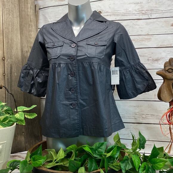 Buffalo David Bitton Button Down Shirt XS Gray Half Sleeve Breast Pockets NWT - Picture 1 of 7